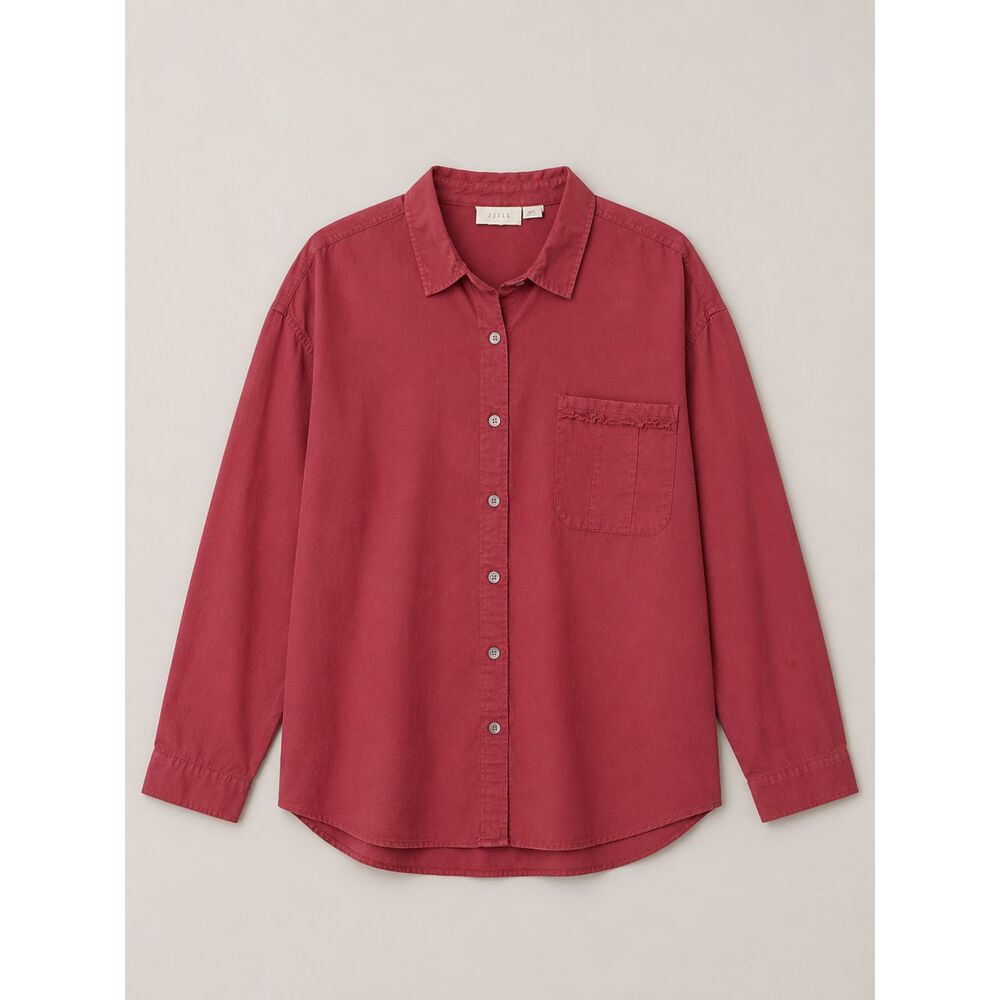 J. Jill 100% Cotton Light Red Button-Down Long Sleeve Collared Shirt Top Size XL